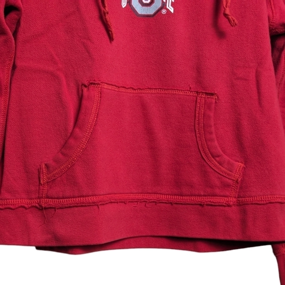 Ohio State Hoodie Vibrant Red OSU Pocket V Neck Drawstring Hooded Sweatshirt Fun - Picture 4 of 7